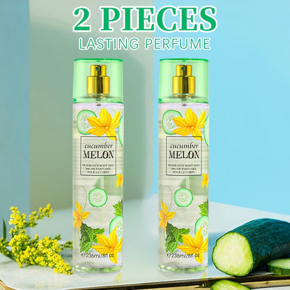 Body & Hair Fragrance Mist for Women 2pcs Set L1ong Lasting Fruity Perfume Spray 8 fl oz Pineapple Coconut Peach Strawberry Watermelon Scents Daily Dating Party Gift