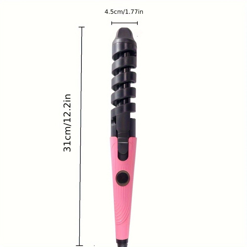 Spiral Curling Wand for Women Professional Hair Curler Electric Curl Iron Fast Heat-Up Long-Lasting Waves Bouncy Defined Spiral Curls All Hair Types Lightweight Ergonomic US Plug Gift for Girls Pink