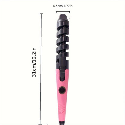 Spiral Curling Wand for Women Professional Hair Curler Electric Curl Iron Fast Heat-Up Long-Lasting Waves Bouncy Defined Spiral Curls All Hair Types Lightweight Ergonomic US Plug Gift for Girls Pink