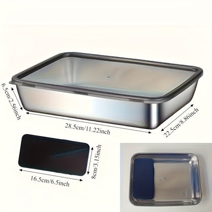 Food Storage Containers Five-Piece Stainless Steel Tray Set with Included Lids for Meal Prep and Refrigerator Use