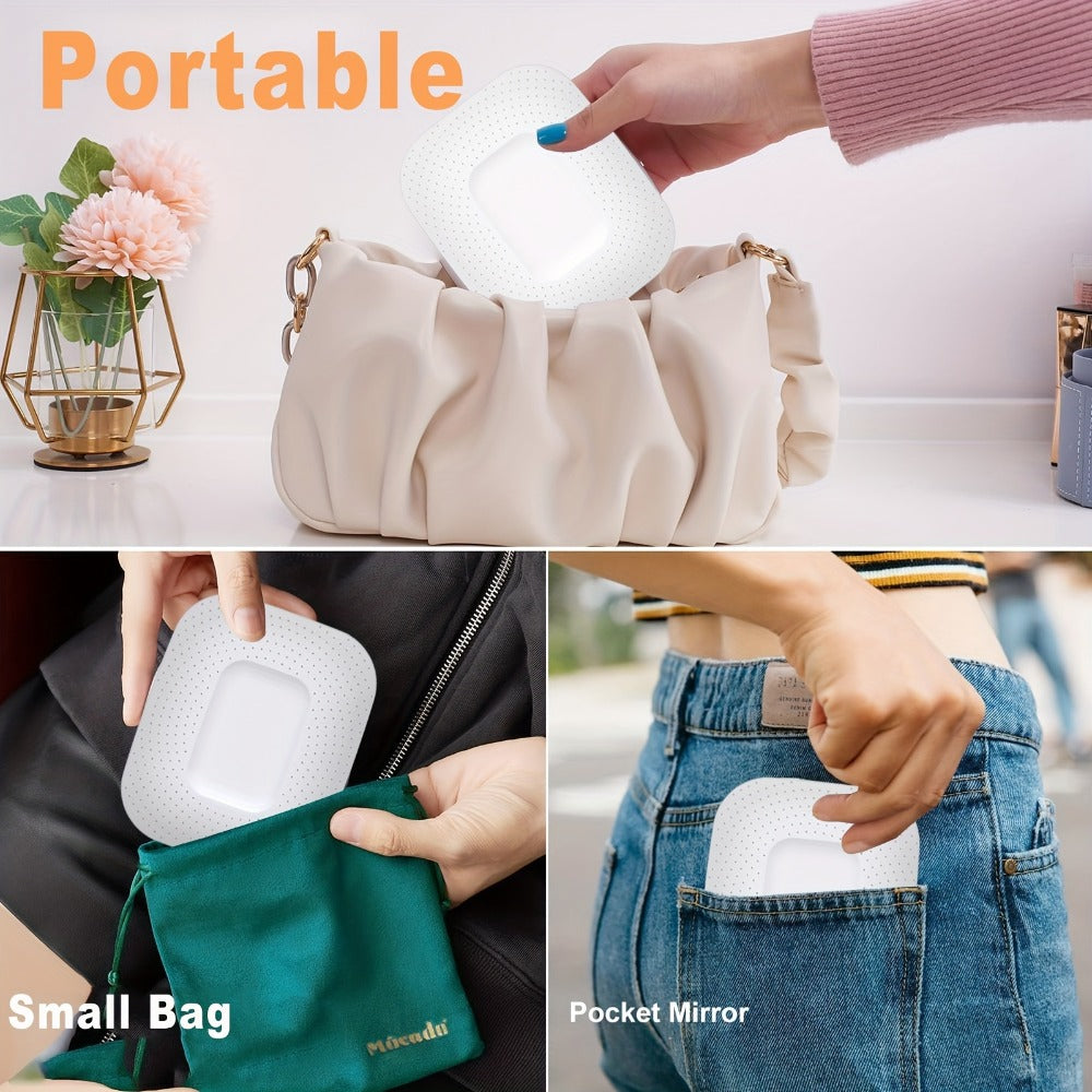 Compact Makeup Mirror with Light 10X Magnification, Rechargeable LED Pocket Mirror 3 Color Modes Adjustable Brightness 2-Sided Folding Purse Mirror for Women Travel Daily Use, Beauty Gift for Mom