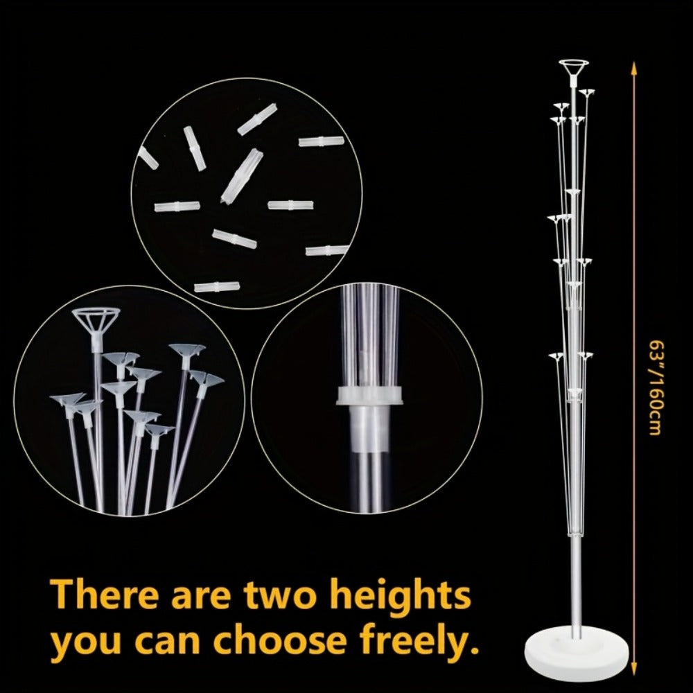 Party Decorations Two 63-Inch Balloon Holder Stands with 19-Cup Layout, Bases, Poles and Connectors