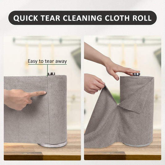Microfiber Cleaning Cloths Reusable Paper Towel Roll Replacement – Washable Absorbent Tear-Away Dishcloths for Kitchen, Bathroom & Car | Eco-Friendly Rags 50 or 100 Pack, 12x12 Inch