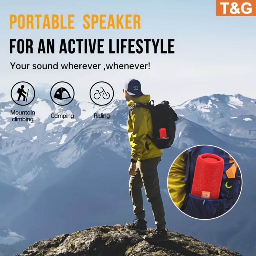 TG365 Portable Bluetooth Speaker with LED Light – TWS Stereo, Built-In Mic, FM Radio, TF Card, USB, AUX, Hands-Free Calling, Shock-Resistant Outdoor Wireless Speaker Gift