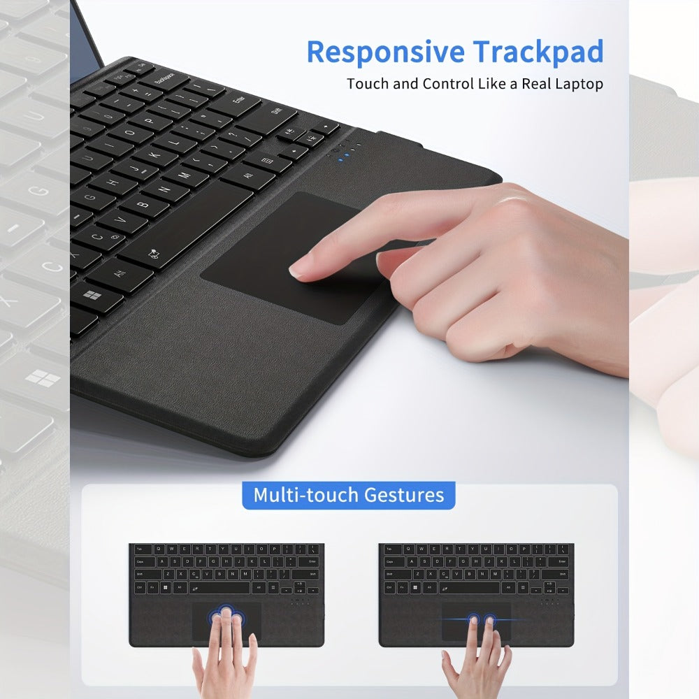 Surface Pro Keyboard with 7-Color Backlit Touchpad Ultra-Slim Bluetooth Wireless 15M Rechargeable 750mAh Type Cover for Microsoft Surface Pro 11 10 9 8 X 13 Inch & Surface Pro 7 Plus 7 6 5 4 3 12.3 Inch