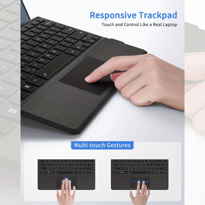 Surface Pro Keyboard with 7-Color Backlit Touchpad Ultra-Slim Bluetooth Wireless 15M Rechargeable 750mAh Type Cover for Microsoft Surface Pro 11 10 9 8 X 13 Inch & Surface Pro 7 Plus 7 6 5 4 3 12.3 Inch