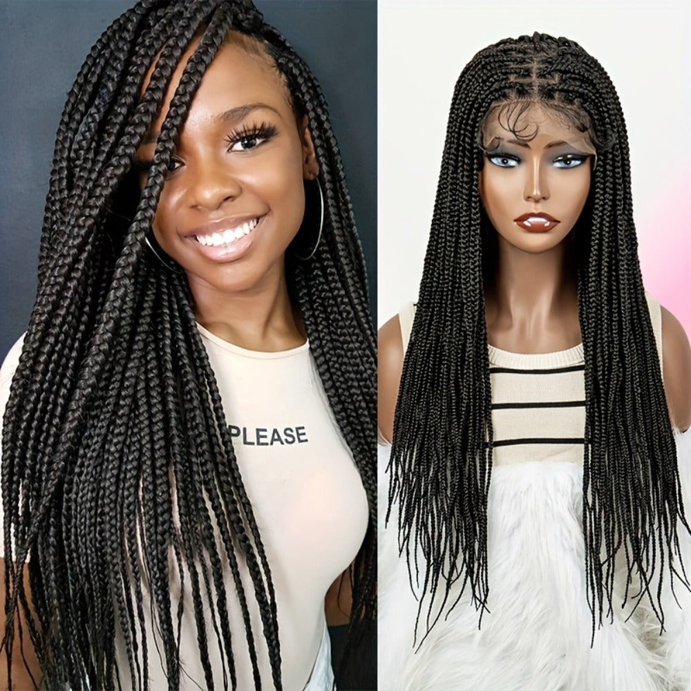 Long Box-Braid Wig with Full Lace Cap in 26- or 38-Inch Lengths and Four Lettered Color Options