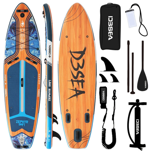 Premium SUP Board 11ft x 35'' Extra Wide Inflatable Paddle Board for Youth Adults with Backpack Waterproof Phone Pouch Paddle Leash Hand Pump US Fins