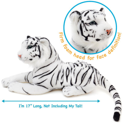 Stuffed Animal White Tiger Plush by Viahart, 17-Inch Body, 25-Inch Overall Length, Story Card & Movable Head