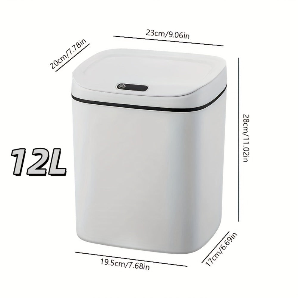Motion-Activated Touchless Trash Can with Lid – Smart Sensor Waste Bin for Kitchen, Bathroom, Office & Home, Minimalist Rectangular Design, Battery Powered, 3-4 Gallon
