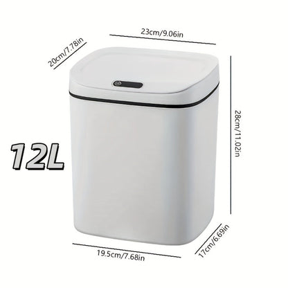 Motion-Activated Touchless Trash Can with Lid – Smart Sensor Waste Bin for Kitchen, Bathroom, Office & Home, Minimalist Rectangular Design, Battery Powered, 3-4 Gallon