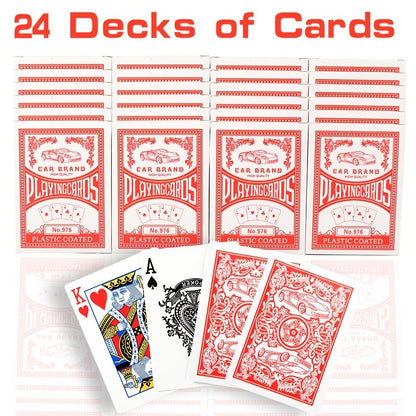 Bulk Playing Card Set with 6-, 12- or 24-Deck Options in Red, Blue or Mixed Color Packs for Group Games