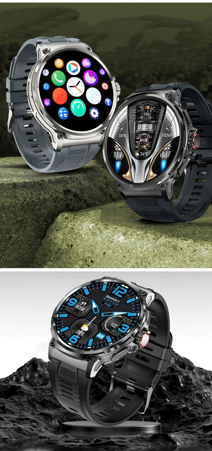 Smart Watch 1.85-Inch Round Display with 710mAh Battery, Wireless Calling and Silver or Black Band