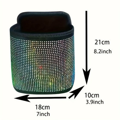 Hanging Rhinestone Car Trash Bin with Seat-Back Strap, 18 × 21 × 10 cm Size and One Liner Bag
