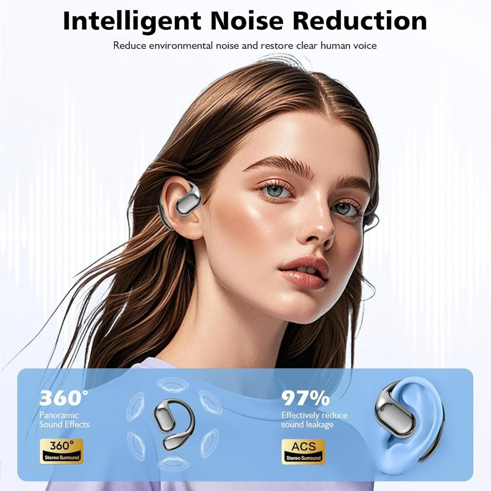 Open-Ear Translation Earphones with Charging Display Case and Black, Beige, Blue or Green Options