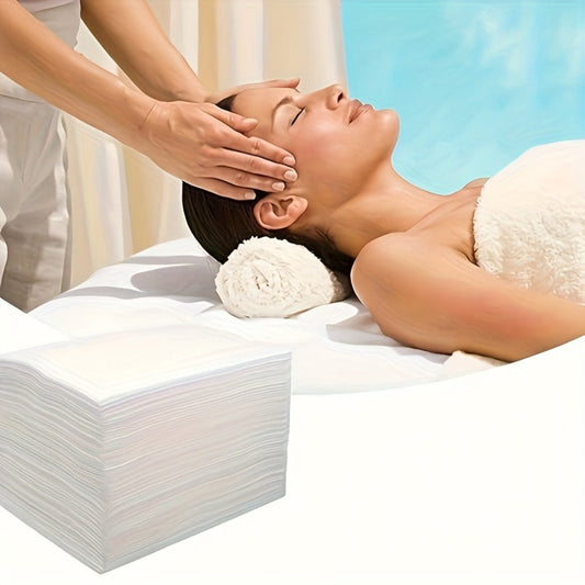 Disposable Bed Sheets 100 Pack Non-Woven Massage Table Cover Single Use Stain Resistant Spa Sheets for Massage Therapists Estheticians Salons Hotels Tattoo Artists White Pink
