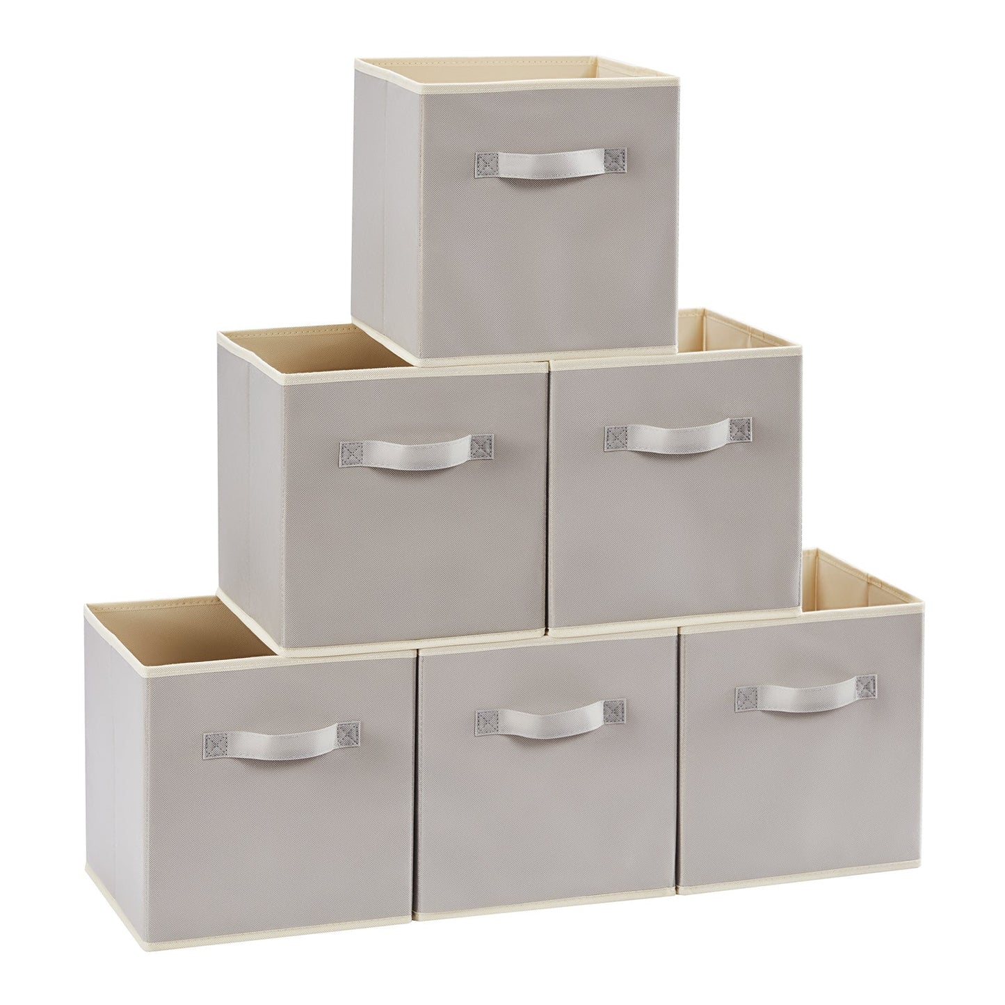 Collapsible Storage Cubes Set of 6 Foldable Fabric Bins Cube Storage Organizer Baskets 11 & 13 Inch Decorative Organizing Bins for Closet Shelf Bedroom Living Room Office