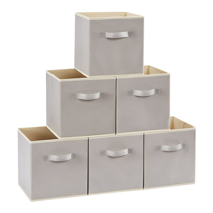 Collapsible Storage Cubes Set of 6 Foldable Fabric Bins Cube Storage Organizer Baskets 11 & 13 Inch Decorative Organizing Bins for Closet Shelf Bedroom Living Room Office