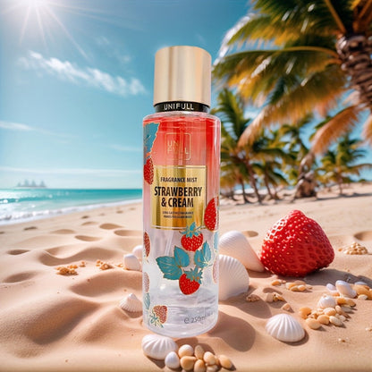 UNIFULL Fragrance Body Mist, 250ml Spray Bottle with Gold-Tone Cap in Twelve Floral and Fruit Scents
