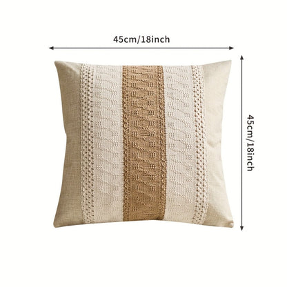 Brown and Beige Geometric Throw Pillow Covers, Two-Piece 18 x 18-Inch Set with Zipper Closures