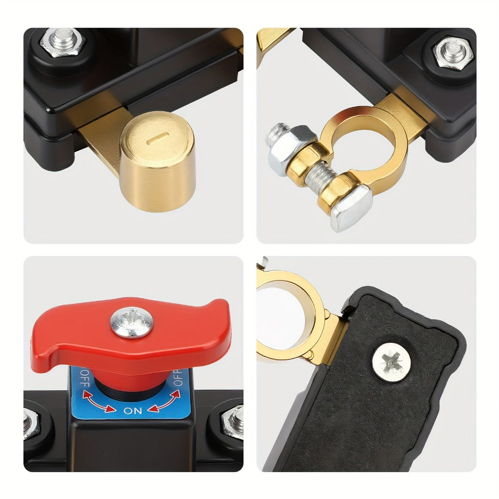 Battery Disconnect Switch 2pcs – Rotary Isolator Cut-Off for 12V & 24V Systems, Brass Corrosion-Resistant, Fits Cars Trucks Boats – No-Tool Installation