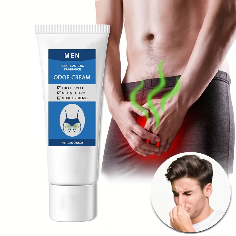 Men's Intimate Deodorant Odor Control Cream 1.76oz 50g — Long-Lasting Gentle Formula Safe for Private Parts Delicate Areas Groin Body Odor Eliminator Daily Grooming