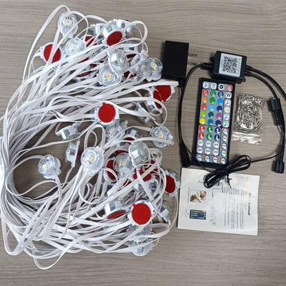 Linked RGB Eave Light Kit from 20ft to 500ft with Plug-In Adapter, App and Handheld Remote