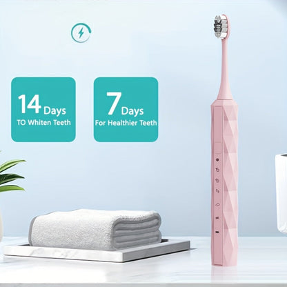 Electric Toothbrush with IPX8 Rating, Five Brush Heads, Metal Handle, USB Charging and Two-Minute Timer