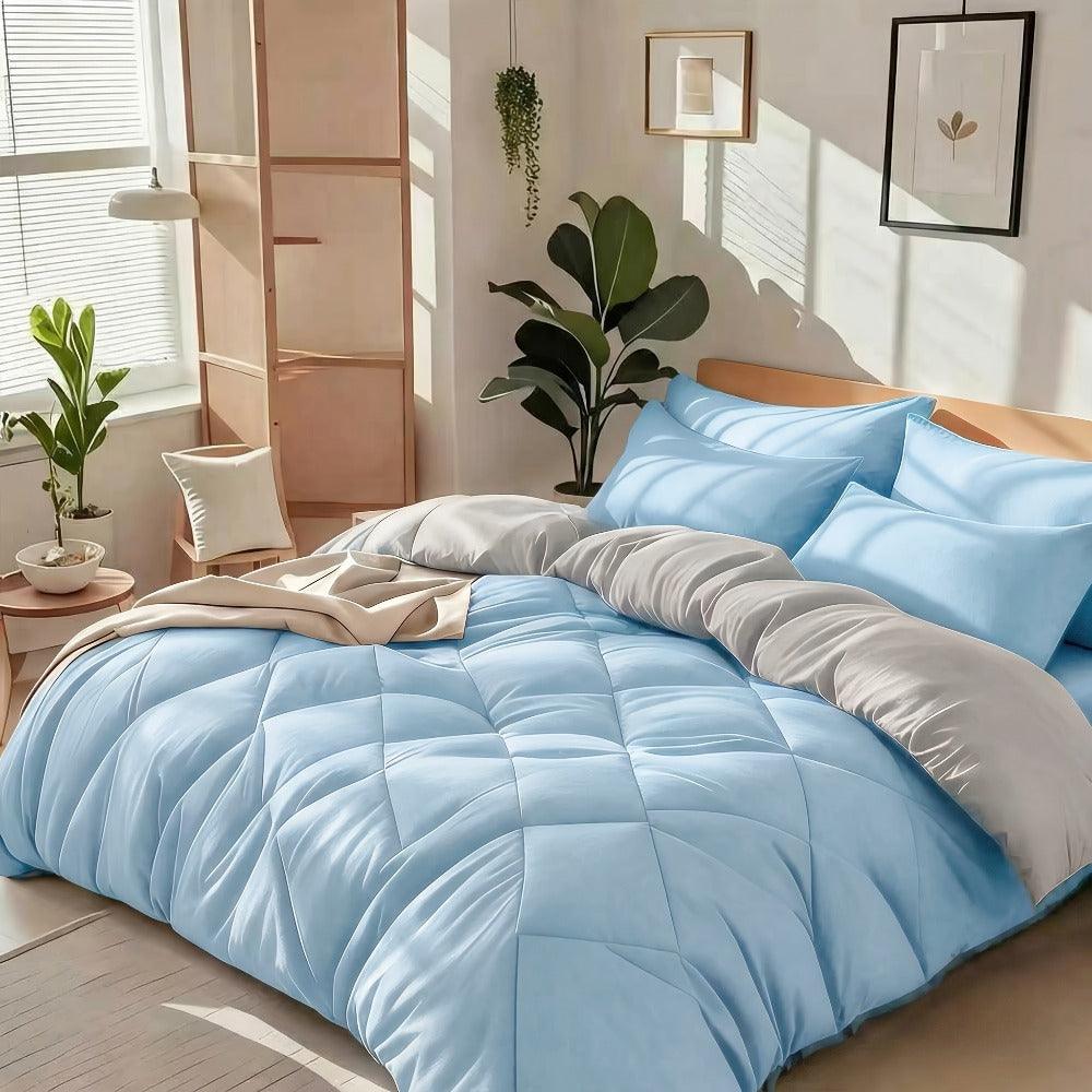 Diamond-Grid Microfiber Comforter Set with Pillowcases, 14 Color or Code Options and Twin, Queen or King Sizes