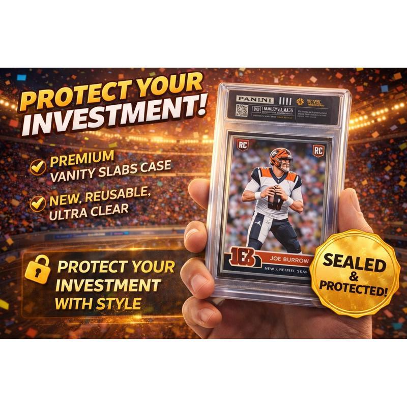 Sports Trading Cards, Football Vanity Slab with Red Label or Two-Slab Options for Display Collections