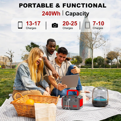 Solar Generator Portable Power Station 88.8Wh 111Wh 237Wh with Foldable Solar Panel, 100W Pure Sine Wave AC Output USB-C PD USB QC3.0 DC LED Emergency Light for Camping RV Hiking & Home Backup Power
