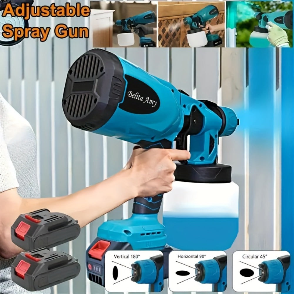 HVLP Paint Sprayer Electric Spray Gun with 3 Spray Patterns & 27oz Container – Cordless Airless Sprayer for House Painting, Furniture, Cabinets, Fence, Walls, Doors, Car DIY Projects