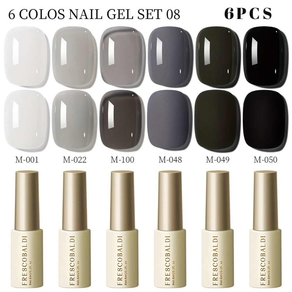 Gel Nail Polish Set with IRISGOBLADI Label, 6 Solid Colors per Set and 8 Retained Palettes