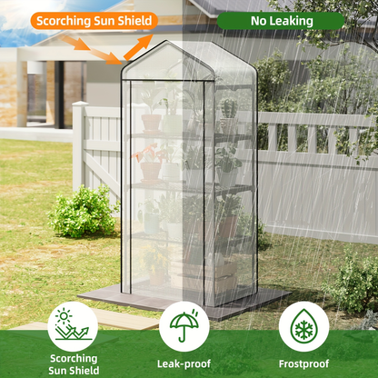 Three- or Four-Tier Portable Garden Greenhouse with Iron Frame and PE Cover in Six Configurations