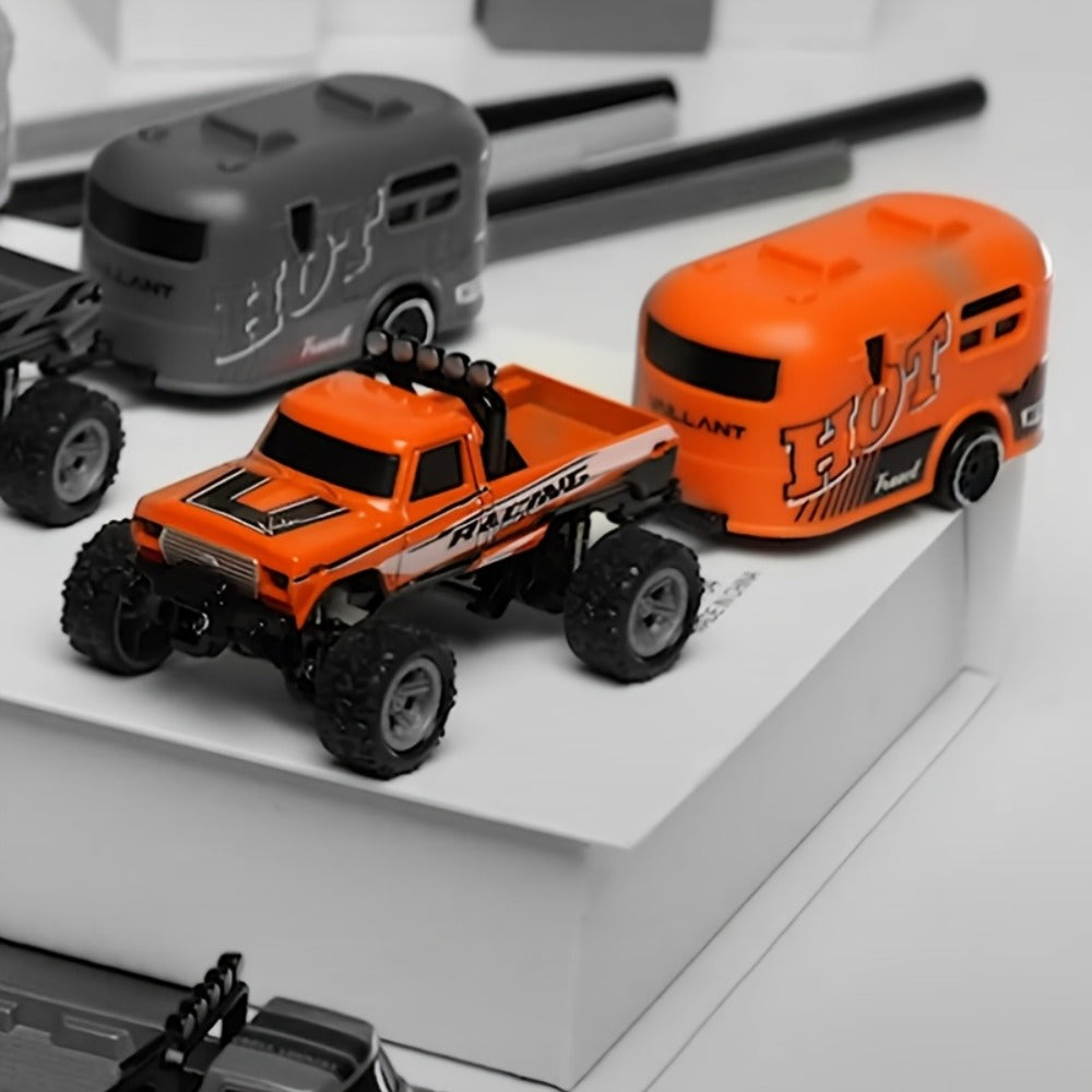 Mini Remote Control Pickup Truck with Detachable Trailer, Five Color Options and Spring Suspension