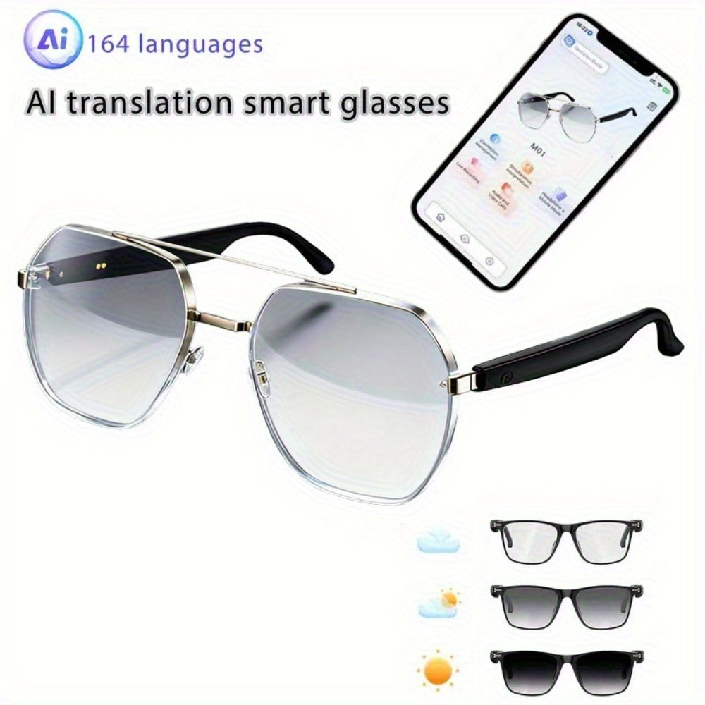ChatGPT AI Smart Glasses with 8MP HD Camera – Real-Time Translation, Wireless Calling, Blue Light Protection, Dual Mic ENC, Touch Control, Photochromic & Camera-Free Variants for Men Women
