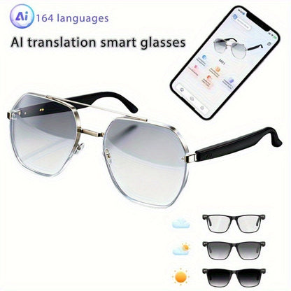 ChatGPT AI Smart Glasses with 8MP HD Camera – Real-Time Translation, Wireless Calling, Blue Light Protection, Dual Mic ENC, Touch Control, Photochromic & Camera-Free Variants for Men Women