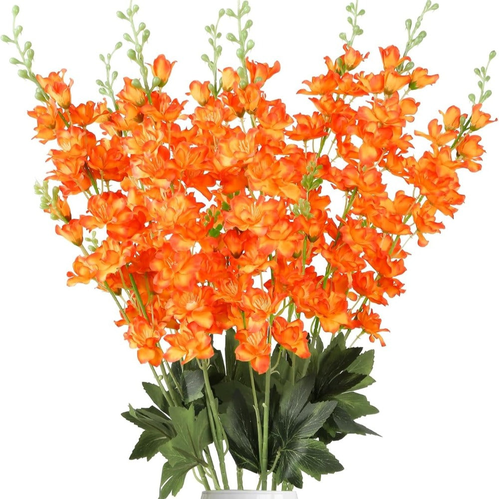 Artificial Flowers Eight-Piece Delphinium Larkspur Set with 33.5-Inch Silk Stems in 11 Colors