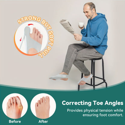 Four-Point Big Toe Separator Sleeve Pair in Medium or Large with Heel Strap and Open-Toe Design