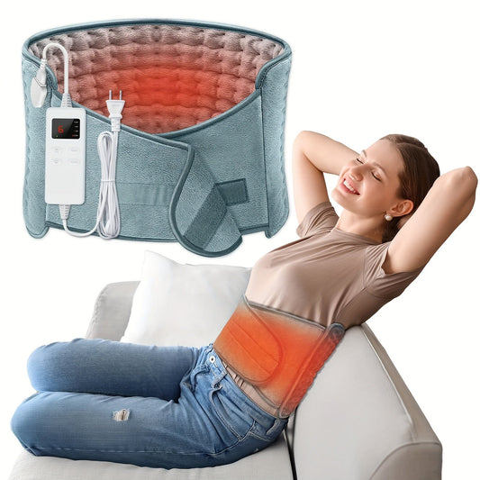 Electric Heating Belt for Back Pain Relief – 12x24 Inch Heated Waist Wrap with 6 Heating Levels, 4 Timer Settings & 6-Hour Auto Shutoff, Adjustable Fit for Men and Women