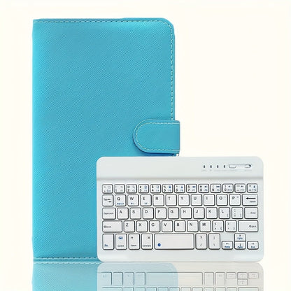 Foldable Bluetooth Keyboard Full Size Wireless Portable with PU Leather – Compact Folding Design for iPhone iPad Android Tablets Laptops | Black Pink Blue | Business Travel Typing Keyboard