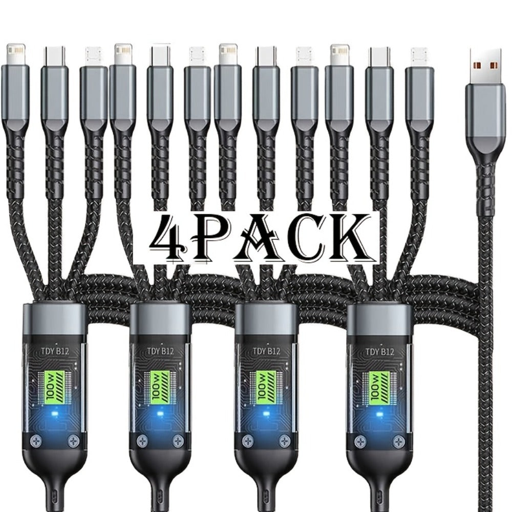 MFi 3-in-1 Charging Cable 100W Fast Charge 4/8 Pack for an Everyday Personal Care Routine, with Listed Configuration