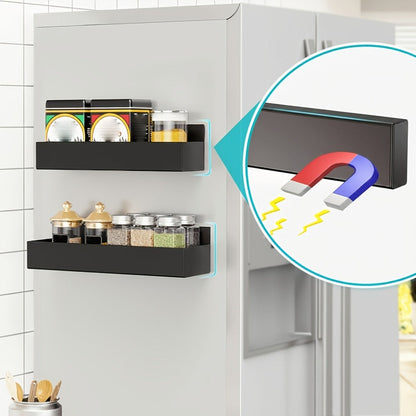 Magnetic Refrigerator Storage Rack 2/4pcs Fridge Side Organizer, Multi-Purpose Magnetic Storage Box for Kitchen Bathroom