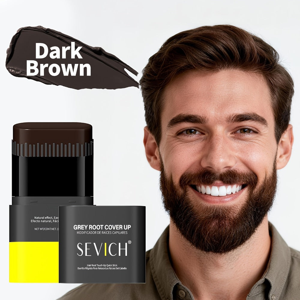 Beard Dye Pen 2-in-1 Waterproof Color Stick for Men — Sevich Instant Gray Coverage Washable Beard Hair Filler Pen with Brush Natural Finish for Mustache & Sideburns 3 Shades