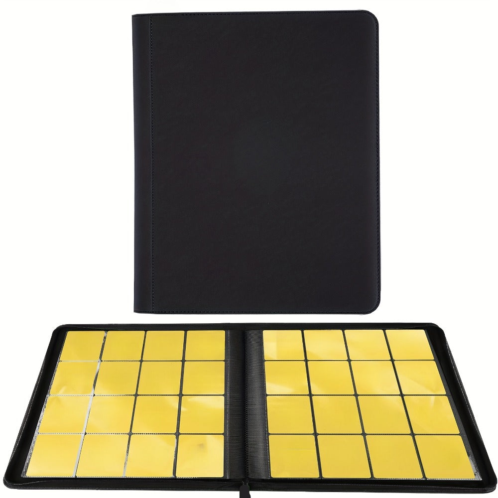 Blue Ringless Trading Card Binder with 16-Pocket Side-Loading Pages, Full Zipper and Large-Capacity Layout