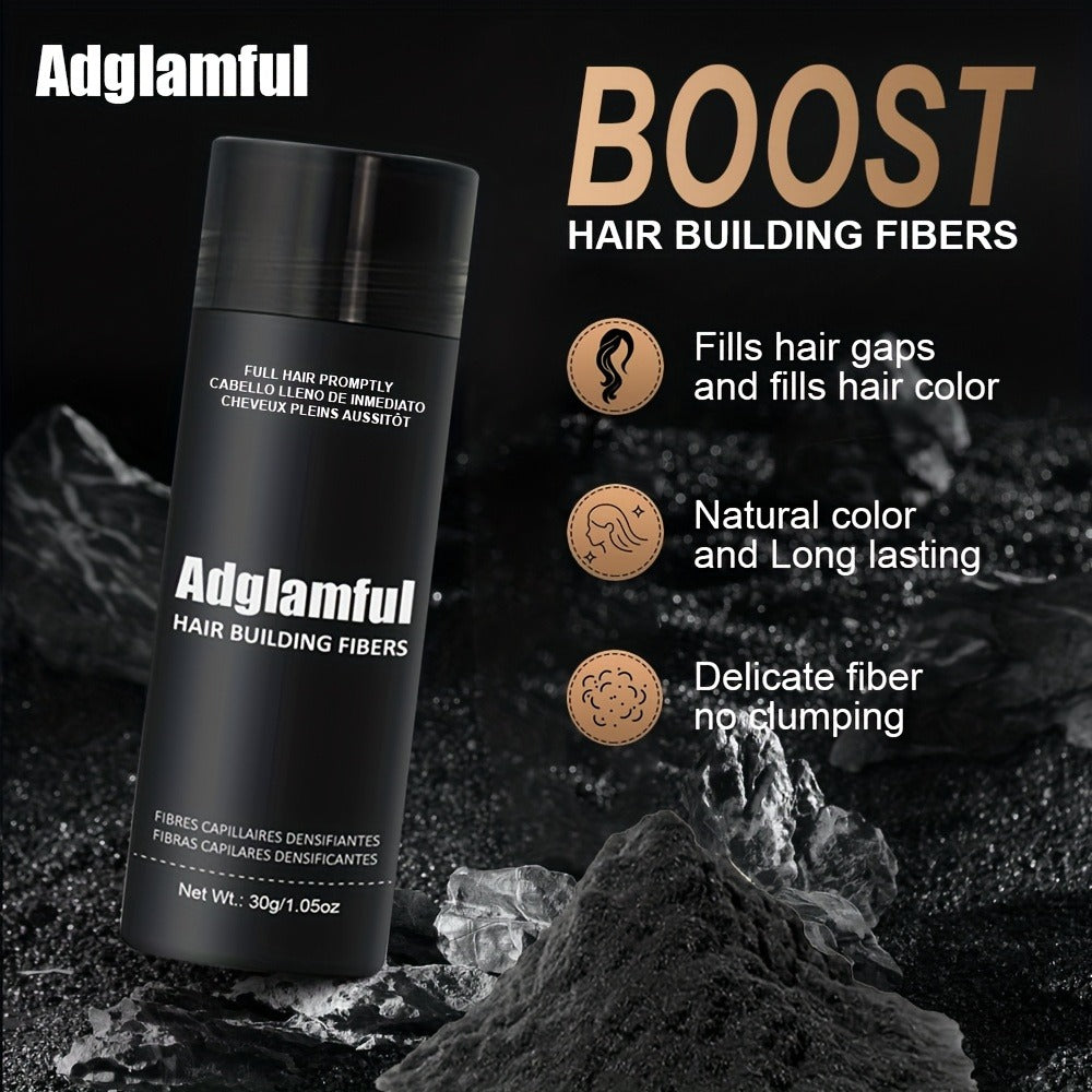 Large 30-Gram Hair Fiber Powder in Black or Dark Brown with Tall Shaker-Style Container Design