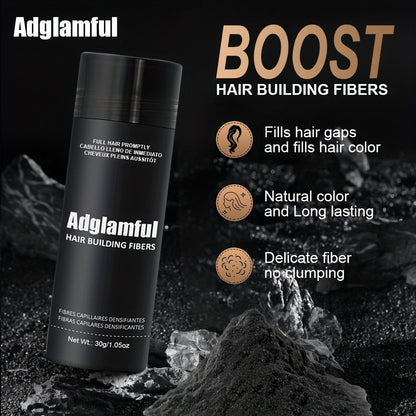Large 30-Gram Hair Fiber Powder in Black or Dark Brown with Tall Shaker-Style Container Design