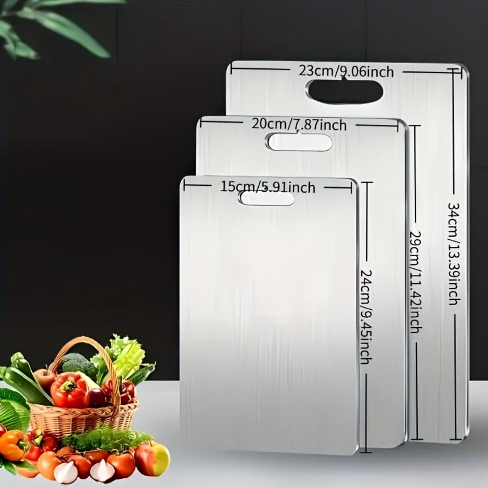 Titanium Cutting Board Set 3-Piece Pure Titanium Kitchen Cutting Boards Large Medium Small – Double-Sided Durable Metal Cutting Board, Antibacterial & Easy to Clean, Professional Kitchen Chopping Board