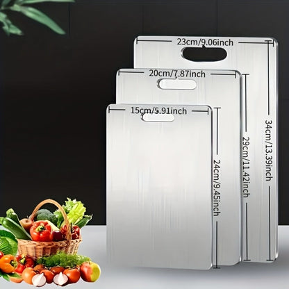 Titanium Cutting Board Set 3-Piece Pure Titanium Kitchen Cutting Boards Large Medium Small – Double-Sided Durable Metal Cutting Board, Antibacterial & Easy to Clean, Professional Kitchen Chopping Board