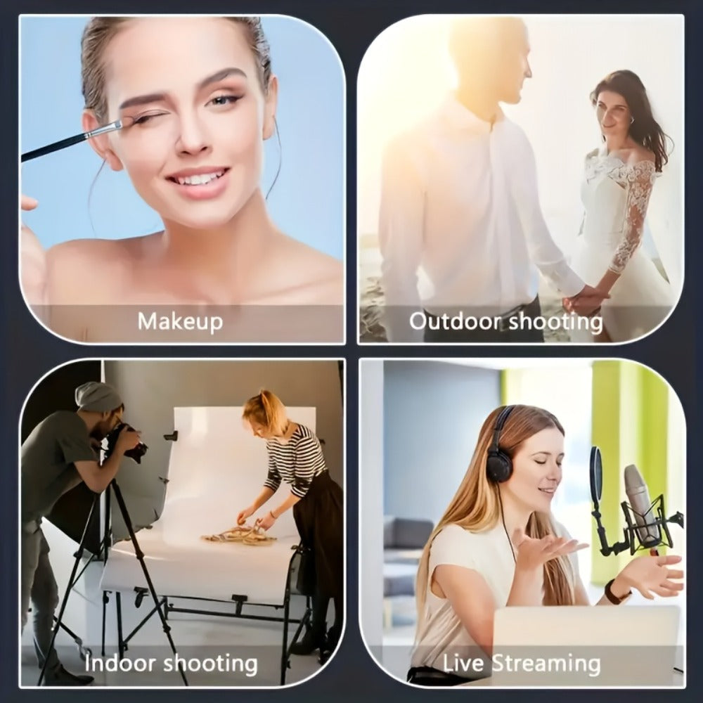 7.87-Inch LED Ring Light with Articulating Desk Clamp Arm, Phone Holder and USB Inline Control